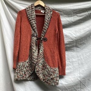 Ponsesa orange bohemian cardigan sweater, size small